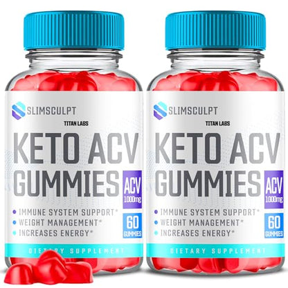 (2 Pack) Slimsculpt Keto ACV Gummies, Slim Sculpt Keto ACV Gummies Advanced Weight Loss 1000MG Titan Labs