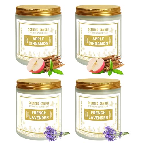 4 Pack Candles for Home Scented, Lavender & Cinnamon Candles Gifts for Women, 28 oz 200H Long zsaltt