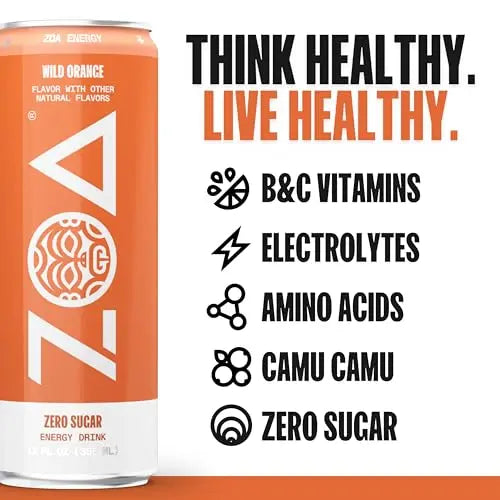 ZOA Energy Drink & ZOA+ Pre-Workout Bundle, Orange Grapefruit and Wild Orange, 12 Fl Oz ZOA