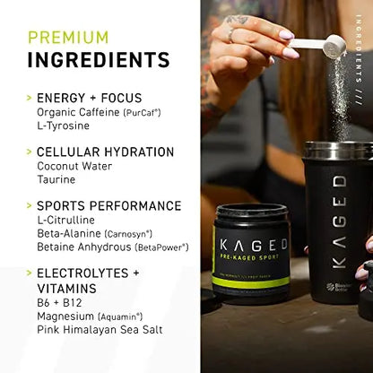 Kaged Pre Sport & Creatine Monohydrate Bundle | Glacier Grape Pre + Unflavored Creatine Kaged