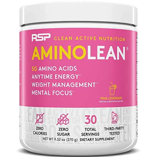 RSP NUTRITION AminoLean Pre Workout Energy (Pink Lemonade 30 Servings) with TrueFit RSP NUTRITION