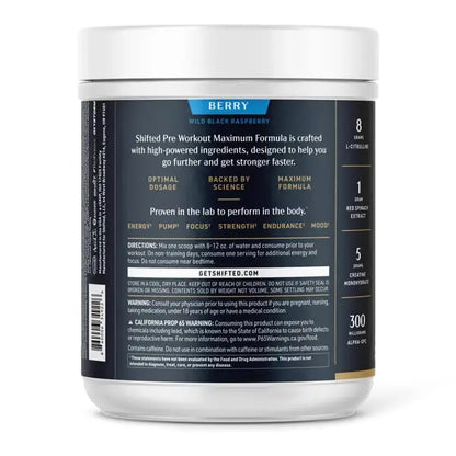 SHIFTED Maximum Pre Workout Powder, Energy & Focus Supplement with Creatine Monohydrate SHIFTED