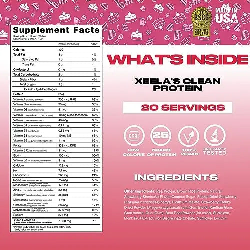 XEELA Plant Based Vegan Protein Powder - Independently Tested - 25g High Protein XEELA