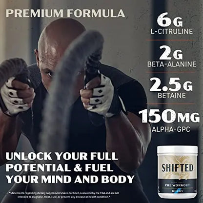 SHIFTED Premium Pre Workout Powder, Energy & Focus Supplement with Creatine Monohydrate SHIFTED