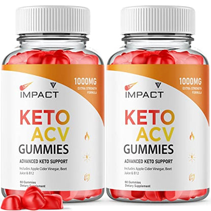 (2 Pack) Impact Keto Gummies for Weight Loss and Belly Fat Diet, AVC Keto ACV Advanced Fyvus