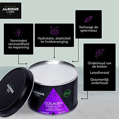 120 Capsules - Collagen with Hyaluronic Acid + Coenzyme Q10 + Vitamin C, A, D and B12 + Zinc Aldous Labs