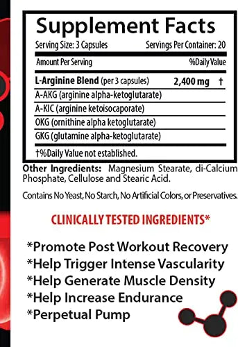 Muscle Pump pre Workout - Nitric Oxide 2400mg Muscle Pump, Extreme Strength Health Solution Prime