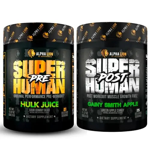 ALPHA LION Superhuman Pre Workout Powder & Post Workout Recovery Bundle, Sustained ALPHA LION