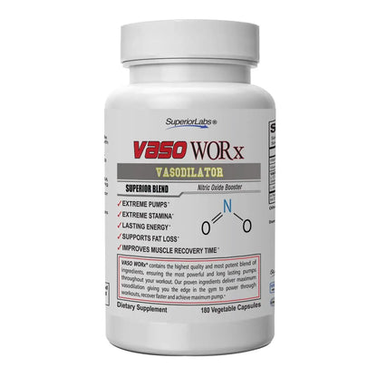 Superior Labs – VASOWORx  – Nitric Oxide Supplement – Extra Strength - 1,600 mg Superior Labs