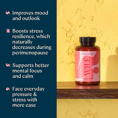 WILE Perimenopause Supplement for Women Stress Support, Ashwagandha Supplements WILE