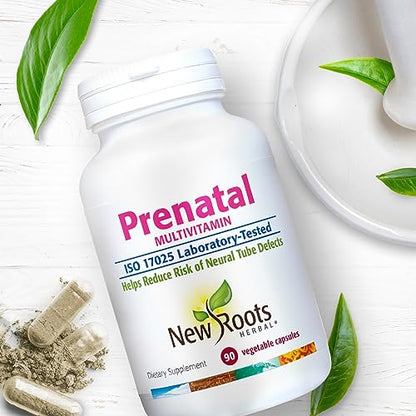 NEW ROOTS HERBAL Prenatal Complete MultiVitamin (90 Veg Caps) - with Biotin, Iron & Folate NEW ROOTS HERBAL