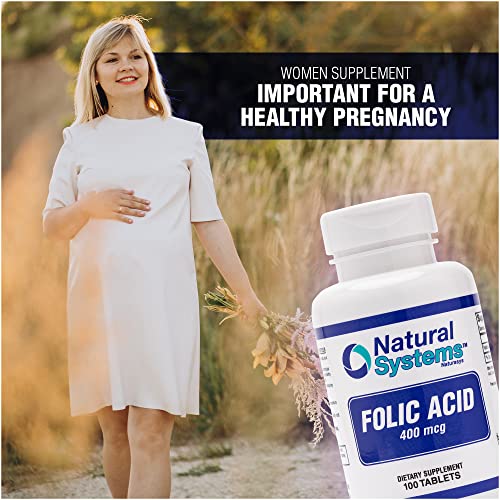 Folic Acid Supplement 100 Tablets 400 mcg by Natural Systems - Prenatal Vitamin for Women Perfect Natural Systems Naturasys