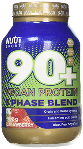 Nutrisport Aspartame Free 90 Plus Vegan Strawberry Protein Powder, 908 g Nutrisport