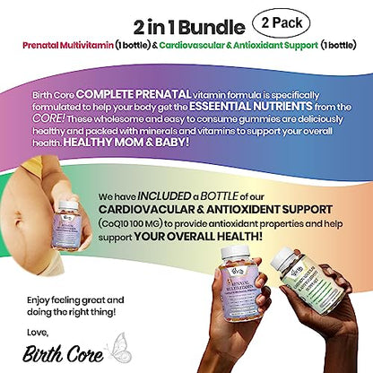 Prenatal Vitamins, Fetal Development, Folate, DHA, CoQ10, Daily Multivitamin Gummy, Folic Acid Birth Core