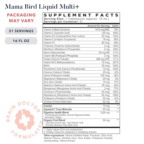 Best Nest Wellness Mama Bird Liquid Prenatal Vitamin, Methylated Prenatal Vitamins Best Nest Wellness