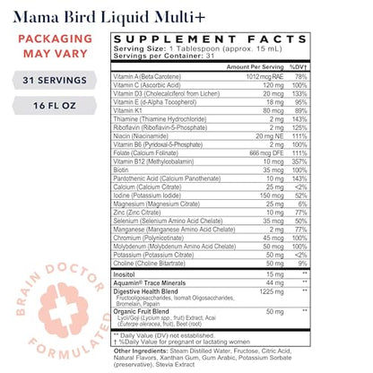 Best Nest Wellness Mama Bird Liquid Prenatal Vitamin, Methylated Prenatal Vitamins Best Nest Wellness