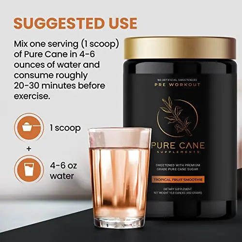 Pure Cane Natural Pre Workout Powder for Men & Women - No Artificial Sweeteners Pure Cane Supplements, Inc.
