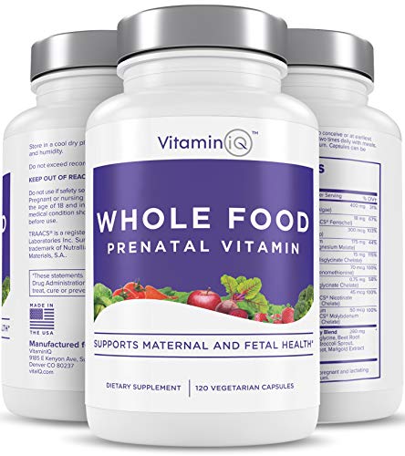 VitaminIQ Whole Food Prenatal Vitamins (120 Capsules) Natural Support for Maternal and Fetal Health VitaminIQ