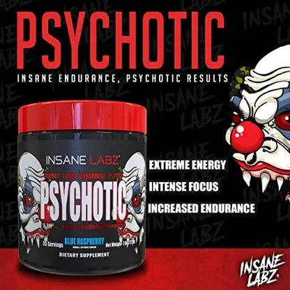 Insane Labz Psychotic, High Stimulant Pre Workout Powder, Extreme Lasting Energy Insane Labz