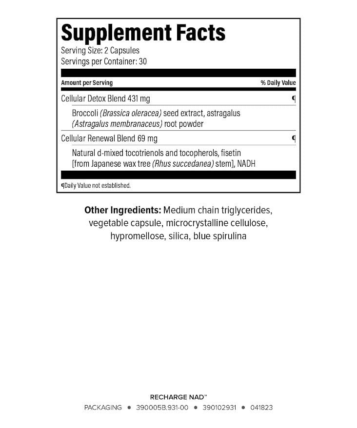 Isagenix Recharge NAD - Cellular Detox, Comprehensive Healthy Aging, and Energy Support - 1 Bottle - 60 ct Targeted Release Capsules IsagenixBuy Supplements Australia