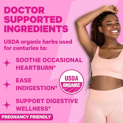 Pink Stork Heartburn Tea: Lemon Mint, 100% Organic, Heartburn Pregnancy Relief Pink Stork