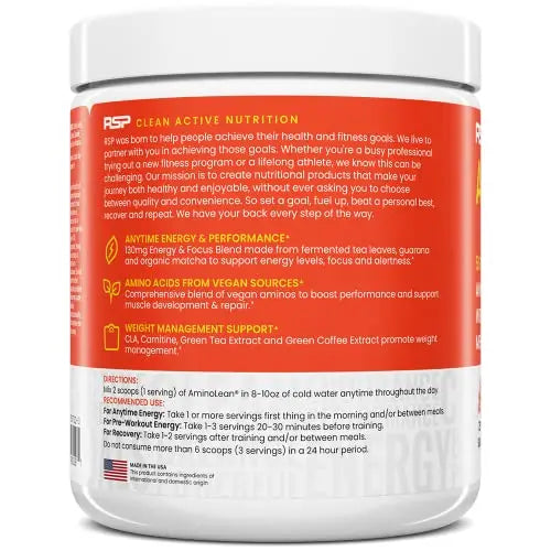 RSP Nutrition Mango Aminolean Amino Acid Supplement Powder, 8.29 OZ RSP NUTRITION