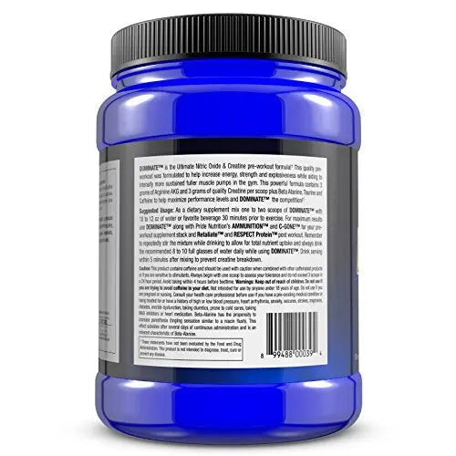 Pride Nutrition Dominate X Pre Workout Supplement - 500g Nitric Oxide & Creatine Pre Pride Nutrition