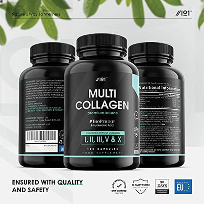 Multi Collagen Protein Capsules - Types I, II, III, V & X - Wild Caught Marine, Grass Fed Bovine, Eggshell & Free-Range Chicken Collagen Powder Revive NaturalsBuy Supplements Australia