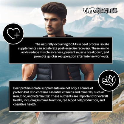 OUT ANGLED Beef Iso Plus, Beef Protein Isolate Powder, High Protein with Natural BCAAs, Zero Fat and Sugar OUT ANGLED