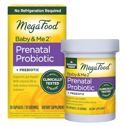 MegaFood Baby & Me 2 Prenatal Probiotic - Vegetarian Pregnancy Prebiotics and Probiotics MegaFood