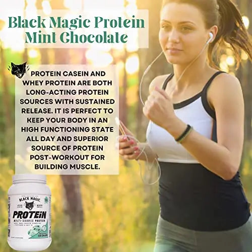 Worldwide Nutrition Bundle, 2 Items: Black Magic Multi-Source Protein Powder - Whey, Egg Albumin Enzymes, Micellar Casein & MCTs - Muscle Mass Gaining - Mint Chocolate Flavor - 2 LB and Keychain Worldwide Nutrition
