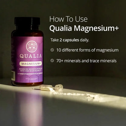 Qualia Magnesium+ | Doctor-Formulated. Premium Formula | High Bioavailability | 10 Forms of Magnesium & 70+ Minerals | Relaxed Mood, restful Sleep QUALIA LIFE SCIENCES