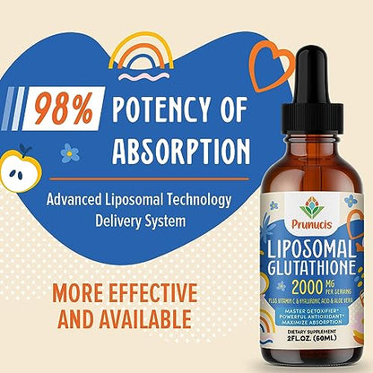 2000MG Liposomal Glutathione Liquid, 98% Absorption, Glutathione Liquid Supplement Prunucis