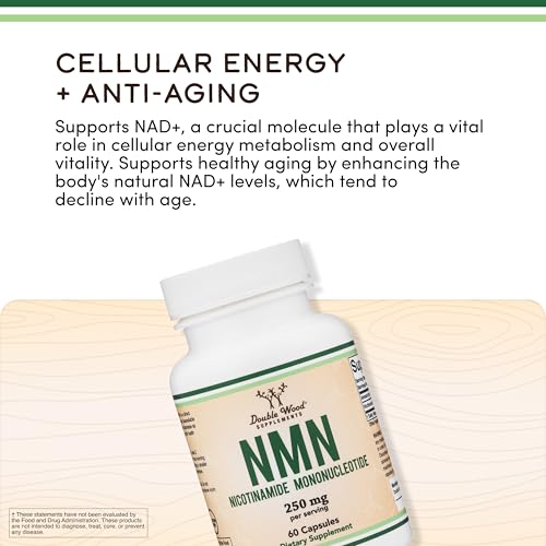 Double Wood Supplements NMN (Nicotinamide Mononucleotide) 250mg, 60 Capsules - 30 Servings, Gluten Free Double Wood SupplementsBuy Supplements Australia