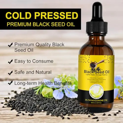 2 Pack Black Seed Oil, Organic Cold Pressed Unrefined Black Seed Oil, Pure Natural Black BDBFZCFP