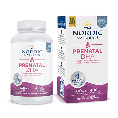 Nordic Naturals Prenatal DHA, Unflavored - 180 Soft Gels - 830 mg Omega-3 + 400 IU Vitamin D3 Nordic Naturals