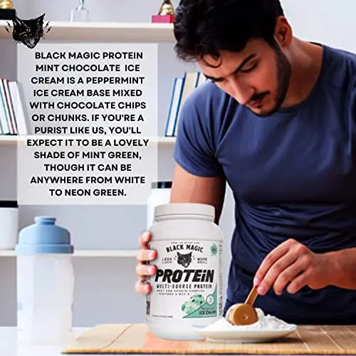 Worldwide Nutrition Bundle, 2 Items: Black Magic Multi-Source Protein Powder - Whey, Egg Albumin Enzymes, Micellar Casein & MCTs - Muscle Mass Gaining - Mint Chocolate Flavor - 2 LB and Keychain Worldwide Nutrition