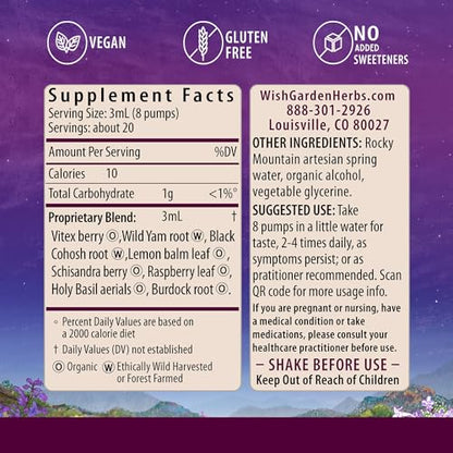 WishGarden Herbs Hot Flash Mitigating Tonic - Natural Herbal Hot Flash Relief & Night Sweats Supplement WishGarden