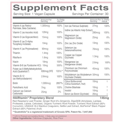 HAIRtamin MOM Vegan Prenatal & Postnatal Multivitamin Supplement & Hair Vitamin Pregnancy HAIRtamin