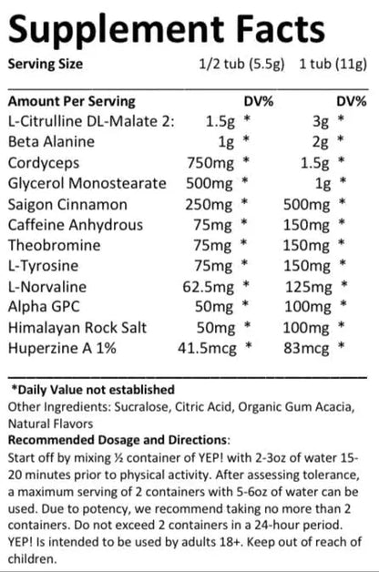 Yep Strength Pre-Workout 2 Scoop Trial Size (Strawberry Raspberry Twist) Yep Strength