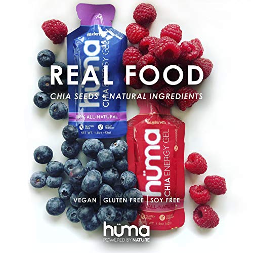 Huma Chia Energy Gel, Variety 12 Pack - Stomach Friendly, Real Food Energ