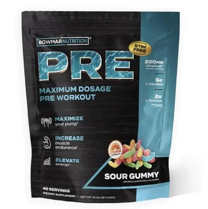 BOWMAR NUTRITION Non Stimulant Pre Workout, Pre Workout Powder, Pump Supplement BOWMAR NUTRITION