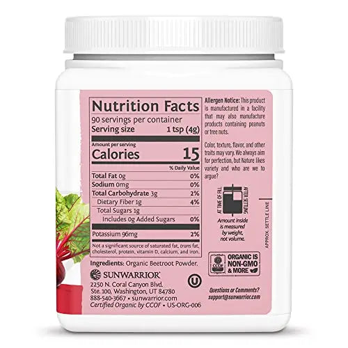 Sunwarrior Beet Root Powder Nitric Oxide Increase Stamina Blood and Flow Circulation Sunwarrior