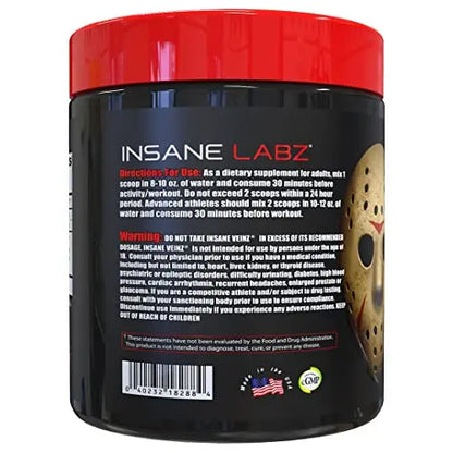 Insane Labz Insane Veinz Non Stimulant NO Enhancing Powder, Nitric Oxide Booster Insane Labz