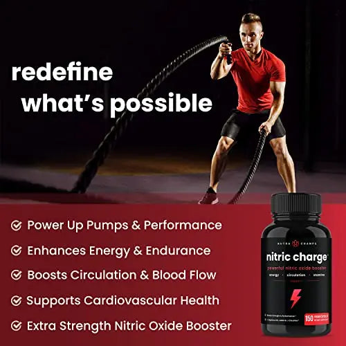 Nitric Oxide Supplement | L-Arginine, L Citrulline Malate, AAKG, Pine Bark, Grape Seed NutraChamps