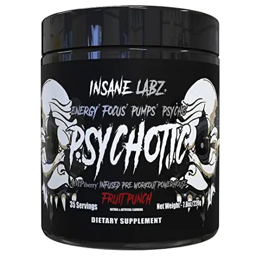 Insane Labz Psychotic Black Edition Mid Stimulant Pre Workout Powder, Energy Focus Insane Labz