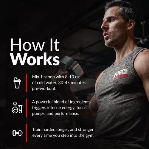FORCE FACTOR Test X180 Pre-Workout Powder & Energy Supplement, Boost Focus Force Factor