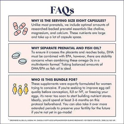 FullWell Fertility Trio | Prenatal Vitamin + DHA & Fertility Booster | Choline, Folate, Omega 3 FullWell