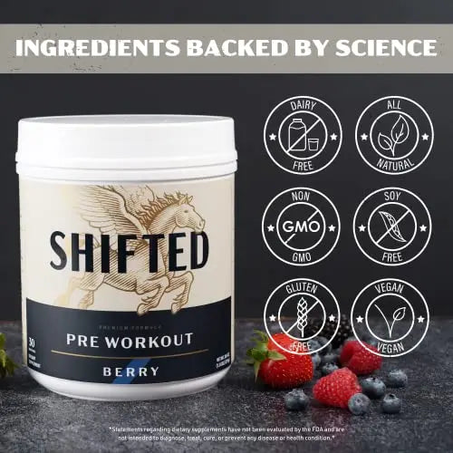 SHIFTED Premium Pre Workout Powder, Energy & Focus Supplement with Creatine Monohydrate SHIFTED